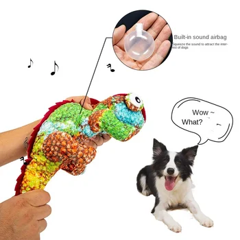צעצועי כלב קולי קטיפה חריקת שיניים לנשוך עמיד אינטראקטיבי לעזרה עצמית להקלה ציוד לחיות מחמד עבור גור קטן הרכבת זיקית