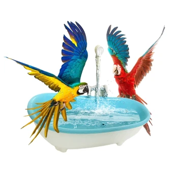 הציפור האמבטיה מקלחת מקרה פלסטיק מים אמבט למשך ציפור המחמד קערה תוכים תוכים חכם לציפורים בכלוב אספקה