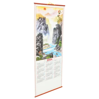 לוח השנה המסורתי הדרקון השנה הסיני קיר גדול 2024 חודשי נייר לוח שנה