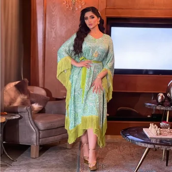 צנוע אופנה מוסלמית ירוק מצויץ עטלף שרוול גודל גדול בדרום מזרח אסיה להתלבש אפריקה שמלות לנשים שמלת abaya