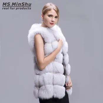 גב 'בובל אופנה מעיל החורף טבעי אמיתי פרווה מעיל ללא שרוולים להאריך ימים יותר טבעי צבע פרווה הז' קט אמיתי 100% פרוות שועל האפוד