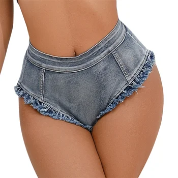ג ' ינס לנשים, מכנסיים קצרים מכנסיים cortos קצר בקיץ מכנסיים סקסי הכותנה גבוהה המותניים קמטים צדדי רגוע רוכסן ultrashort