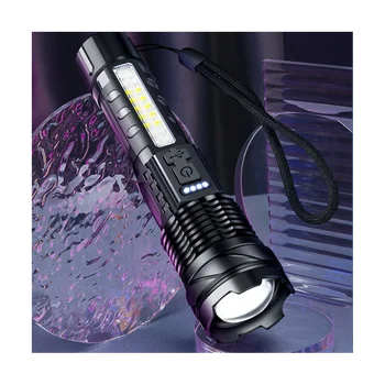גבוה חזק פנס LED USB טיפוסי-C טעינה לפיד Flasglight תאורה חיצונית Zoomable נייד אור בוהק אור