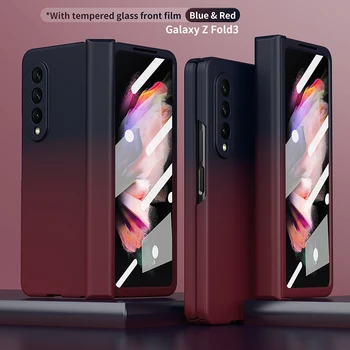 יצירתי צבע טלפון Case for Samsung Galaxy Z Fold3 Case כיסוי עם סרט ציר להגן הכל כלול קיפול כיסוי מסך