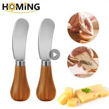 סכין חמאה עומד ידית עץ קינוח גבינה קאטר סכינים טוסט ארוחת בוקר הכלי ריבה קרם קאטר מיני כלי מטבח.