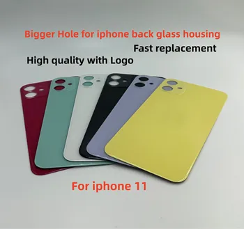 באיכות גבוהה עם רוחב גדול יותר גדול חור אחורי זכוכית דיור סוללה מכסה חלופי עבור iPhone 11 חזרה זכוכית החלפה
