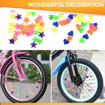 צבעוני בטיחות ילדים קליפ אופניים כוכב Multi-צבע חרוזים כוכבים אופניים חרוזים ואביזרים דיבר ההגה הלב פלסטיק אופניים אהבה W N2J9