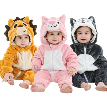 התינוק Rompers החורף Kigurumi חתול תחפושות בנות בנים הפעוטה חיה סרבל תינוק בגדים, פיג ' מות ילדים סרבל יוקרתי bebes