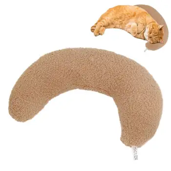 חתול כרית הצוואר אולטרה רך פלומתי מחמד מרגיעה צעצוע חצי ירח צורה בחיבוקים שינה עמוקה בצורת U ליווי כרית קטנה להגן