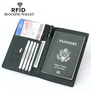 2023 חדש RFID דרכון כרטיס זה תיק עור פרה אלסטי Multi-card מסמך תיק יצירתי עור אמיתי דרכון המסמך להגדיר