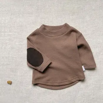 2023 AncoBear אביב סתיו חולצה לתינוק בנות פעוטות קוריאני אופנה סוודר טלאים מקסימום ילדים Tees תינוקות תלבושת