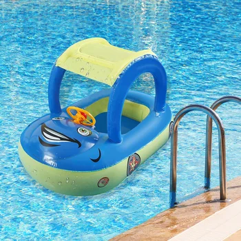 מתנפחים שחייה הטבעת המכונית בריכת תינוקות לצוף עם הגנה מפני השמש החופה מושב הסירה עבור ילדים פעוטות