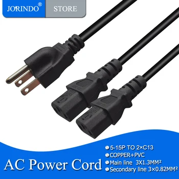 JORINDO 1M Nema 5-15 פני 2×IEC320-C13(ETL מוסמך)Y-סניף AC כבל חשמל אמריקאי 3-pin plug כדי הכפול C13 חשמל כבל מאריך