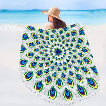 מיקרופייבר מגבות חוף גדול עגול קשיו פרח חוף שמיכה חול חינם יבש מהירה היפי בוהו מעגל מגבת 