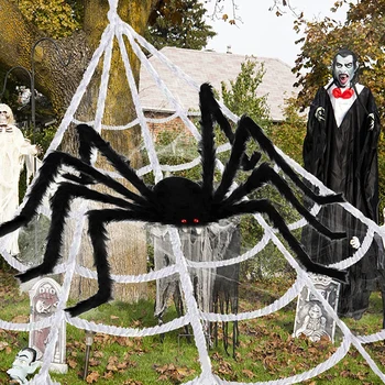 שחור עכביש צעצוע חדש ליל כל הקדושים קישוט אימה ענק שחור קטיפה עכביש בית רדוף רוחות פרופ מקורה חיצוני ענק עיצוב המסיבה