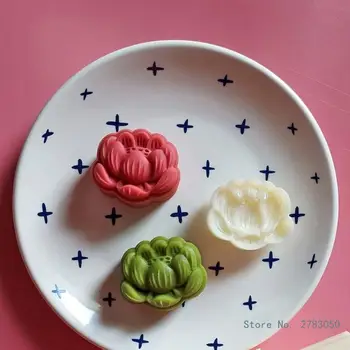 3D Lotuses עלה שעועית מונג עוגת עובש להגדיר עבור Diy עובש אביזרים Midautumn פסטיבל הירח עוגת עובש משמש עוגה, עוגיות