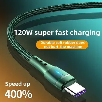 6א 120W USB Type C כבל סופר מהיר כבל מטען 0.3 מ ' /1M/2M טעינה מהירה USB C כבל עבור Huawei Samsung טלפון Xiaomi כבל נתונים