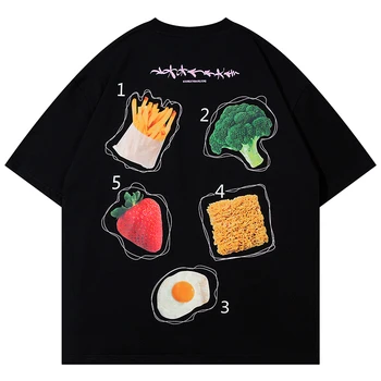 קיץ גברים שרוול קצר Tshirts היפ הו מזון הדפסה גרפית מנופחים חולצות אופנת רחוב Harajuku שטחי כותנה חולצות Tees יוניסקס