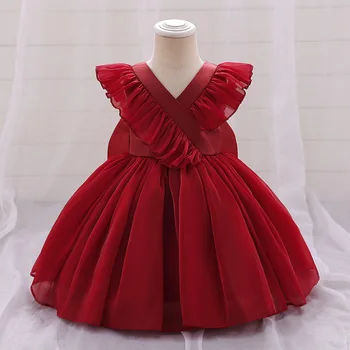 2023 התינוק אדום חג המולד שמלה לנערות פעוט חמוד בגדי תינוק תינוק מסיבת יום הולדת נסיכה שמלות החתונה של בנות שמלת נשף