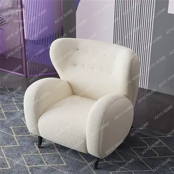 חזרה סלון כסאות אור פשוט יוקרה יחיד ספה כסא הרהיטים בסלון מעצב כבש צמר פנאי כורסה