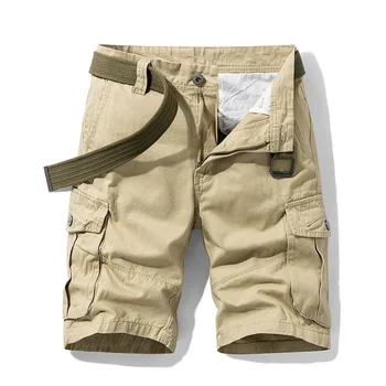 הקיץ של גברים מפרץ רב כיס צבאי קארו מיני גברי כותנה Kaki Mens טקטי מיני סוג המכנסיים 30-38 ללא חגורה