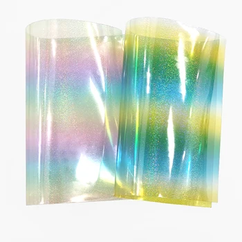 צבע הקשת צבע בסדר ניצוץ PVC שקוף Jelly דמוי עור יריעות עור סינטטי בד שיער קשתות שקיות שקית