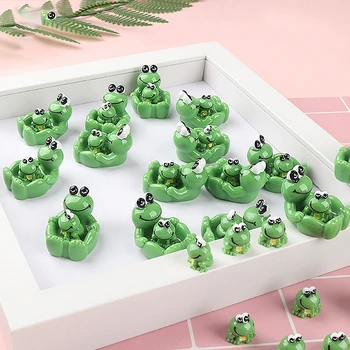 2 סטים של בית הבובות אביזרים יצירתי וחמוד צפרדע 3D אמנות DIY עבודת יד, תכשיטים, מחזיק מפתחות מיקרו נוף קישוט