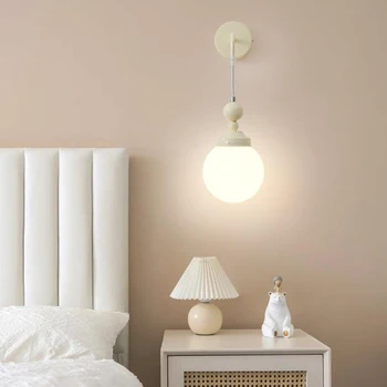 חדר שינה מודרני הוביל מנורות קיר בצבע שמנת המנורה שליד המיטה נורדי מקורה פשוטה רקע תפאורה קיר סלון אור אורות הקיר
