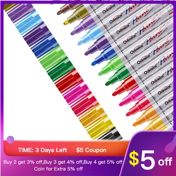 צבע סימון עטים 18 צבעים על בסיס שמן צבע סמן קבוע עמיד למים מהר יבש בינוני טיפ, מגוון צבע צבע עט מתכת