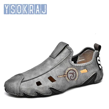 YSOKRAJ הקיץ של גברים עור רך נעלי הליכה אופנה יוקרתי רך נעלי מוקסינים לנשימה החלקה נעלי הליכה גודל גדול