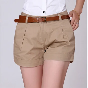 חמות למכירה קוריאנית מזדמן עיצוב לבן חום חליפת מכנסיים קצרים לנשים 2021 אופנה מוצק גבוהה המותניים רחב הרגל מכנסיים עם חגורה