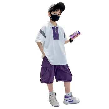 בנים ערכות ביגוד חם מכירות צבע טלאים חולצת פולו+מכנסי כותנה 2pcs לילדים מקרית קוריאני הקיץ בגדים נוחים
