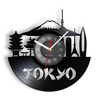 יפן טוקיו קו הרקיע דקורטיביים שעון קיר של ארגון יפני העירוני ויניל של האלבום שיא שעונים יפן מזכרת