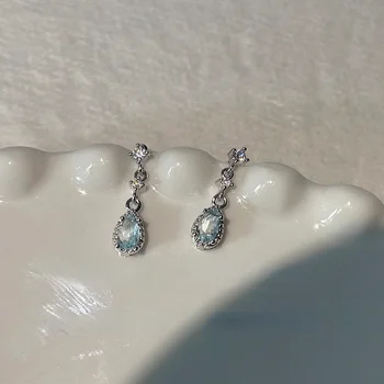 חלום מתוק זירקון כחול קריסטל עגילים לנשים ציצית מים זרוק עגיל נשים תכשיטים מתנה ליום תכשיטים ואביזרים