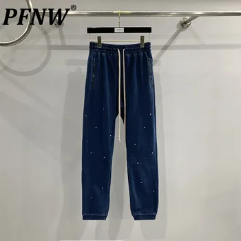 PFNW גברים גאות ג 'ינס רו סגנון קוריאני גרפיטי מתאים רופף רחוב סתיו בציר חדש מכנסי ג' ינס אופנה שיק נישה 12Z4649