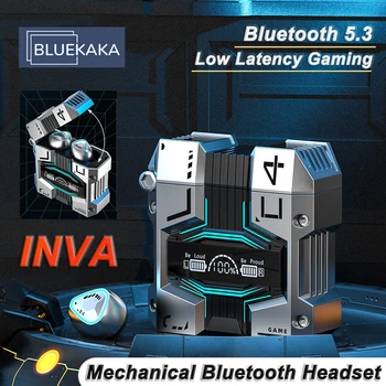INVA-M45 המשחקים מכניים אוזניות Bluetooth 5.3 TWS מגע חכם קורא אוזניות עמיד למים רעש מבטל אוזניות גיימינג אוזניות
