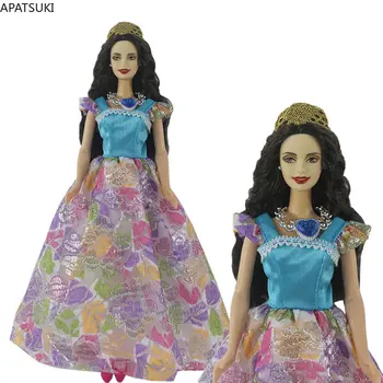 כחול אופנה נסיכה השמלה על הבובה בארבי בגדים שמלות ערב בגדי 1/6 BJD בובות אביזרים צעצועים לילדים