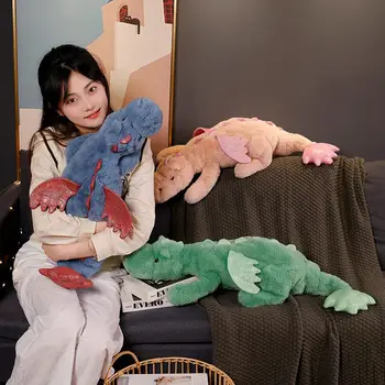 90cm דרקון הרשע קטיפה צעצועים ממולאים פטרודקטיל Dinos טס כנפיים לבן דרקונים בובות מתנפחות בובות מתנת יום הולדת עבור הילד.