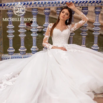 מישל רויס שמלת נשף שמלת החתונה 2023 מתוקה ללא משענת רקום תחרה באינטרנט קלאסי שמלת החתונה Vestidos דה נוביה