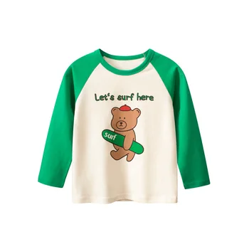 2-8T פעוט, ילד, תינוק ילדה בגדים בסיסיים העליון סתיו התינוק חולצת דוב קריקטורה הדפסה חולצת טי חמודה מתוקה הילדים טי תלבושת