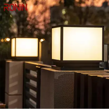 רונין חיצוני שמש וינטג ' פוסט מנורה פשוטה מרובע עמוד אור עמיד למים LED מודרנית הביתה וילה גינה עיצוב פטיו