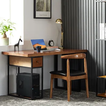 פשוט מודרניים מעץ מלא שולחן עבודה עם מגירות, שולחן מחשב