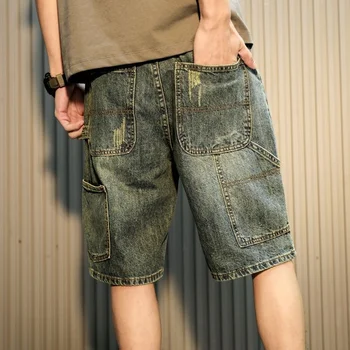 אופנתי מותג שחוקים מכנסי ג ' ינס קצרים של גברים קיץ אמריקאי רטרו רופף חמש pack מכנסיים של גברים דק מזדמנים מכנסיים