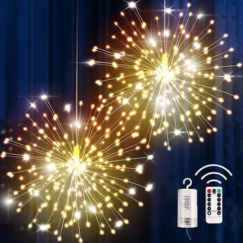 120 LED עץ חג המולד דינור אורות מחרוזת פיצוץ כוכב חוטי נחושת אור קישוט שליטה מרחוק מחרוזת אור