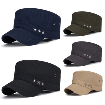 2023 גברים נשים וינטאג ' צבא כובע כותנה לנשימה צבאי כובע צוער סגנון שטוח העליון כובעי Casquette השמש בקיץ כובע