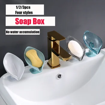 סבון תיבת יצירתי עלה בצורת מחזיק סבון עומד היניקה גביע ניקוז אחסון 1/2/3pcs סבון בעל הבית אביזרי אמבטיה