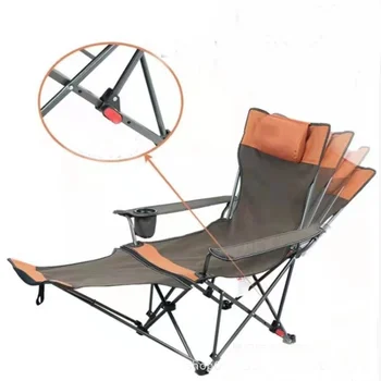 מתקפל נייד הסיפון כיסא מתכוונן כיסא קמפינג עם מחזיק כוסות ו הדום ריהוט גן כסא חוף כיסא מיטה בודדת