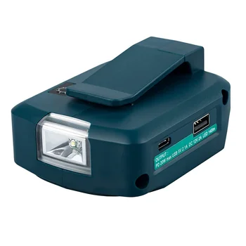 על מקיטה ADP05 14.4 V/18V אריה סוללה USB/סוג-C ממיר יציאה עם LED אור הזרקורים אור חיצונית על מקיטה