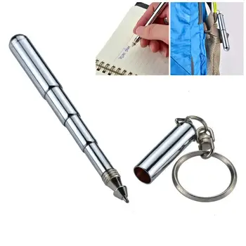 נשלף עט מתכת טבעת מפתח נייד נירוסטה מחזיק מפתחות מיני טלסקופית חתימת עט כדורי בית ספר, ציוד משרדי