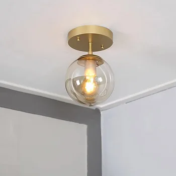 זכוכית מודרנית מנורת תקרה מינימליסטי עגול זכוכית הכדור מנורת תקרה במסדרון יצירתי הסלון אורות תאורה מקורה עיצוב